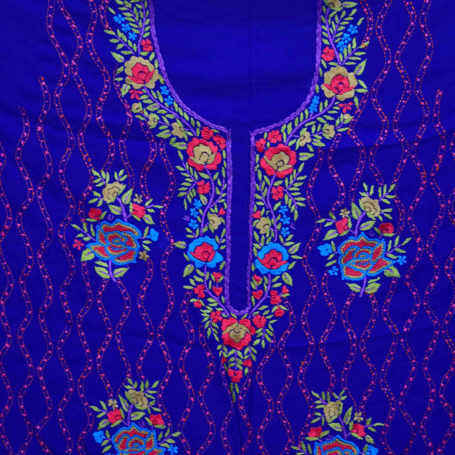 Royal Blue Georgette Embroidered Kurti K0394