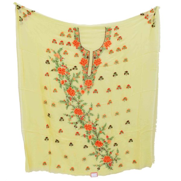 Cream Georget Designer Long Kurti K0400 3 Cream Georget Designer Long Kurti K0400