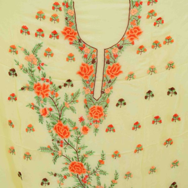 Cream Georget Designer Long Kurti K0400 5 Cream Georget Designer Long Kurti K0400