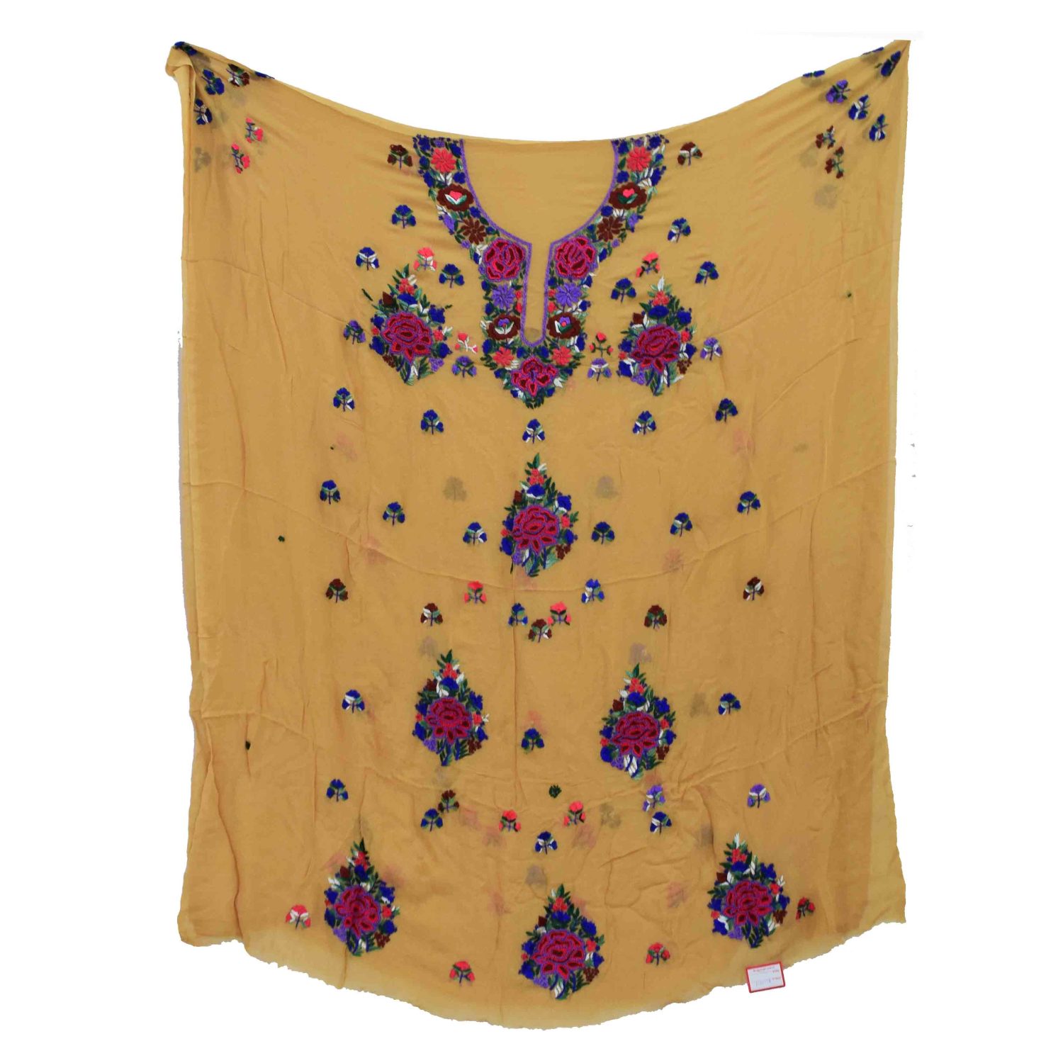 Fawn GEORGETTE LONG Kurti Hand Embroidered Party Wear Unstitched Fabric K0401