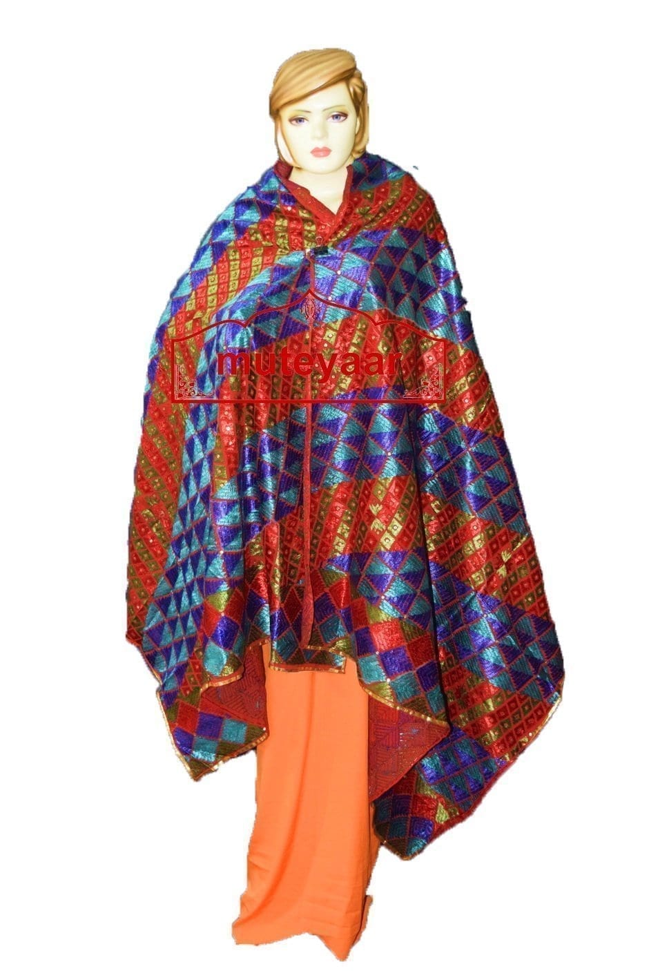 Phulkari Bagh Hand Embroidered Party Wear Cotton Dupatta D0924 Phulkari Bagh Hand Embroidered Party Wear Cotton Dupatta D0924