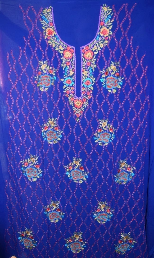 Royal Blue Georgette Embroidered Kurti K0394 3