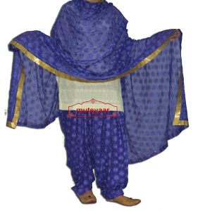 Royal Blue PHULKARI Embroidered Patiala Salwar with matching Dupatta PHS26