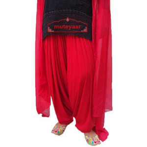 RED Patiala Dupatta set from Patiala City- custom stitched