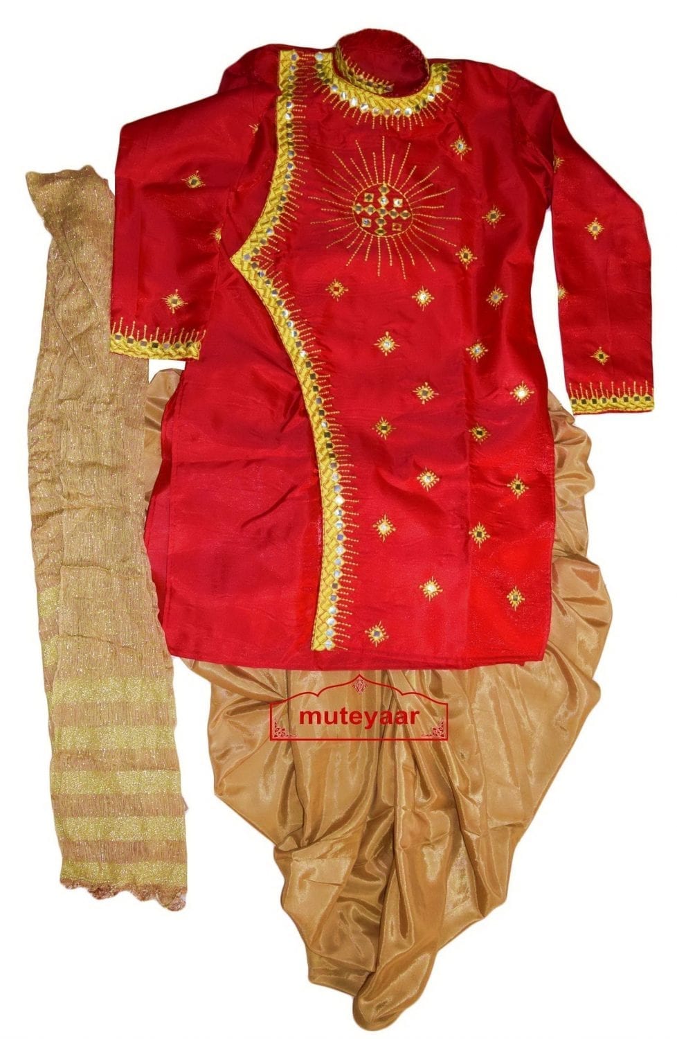 Dhoti Achkan / Kurta Stole Mirrors Work Bollywood Dance Dress Outfit Costume Attire 1