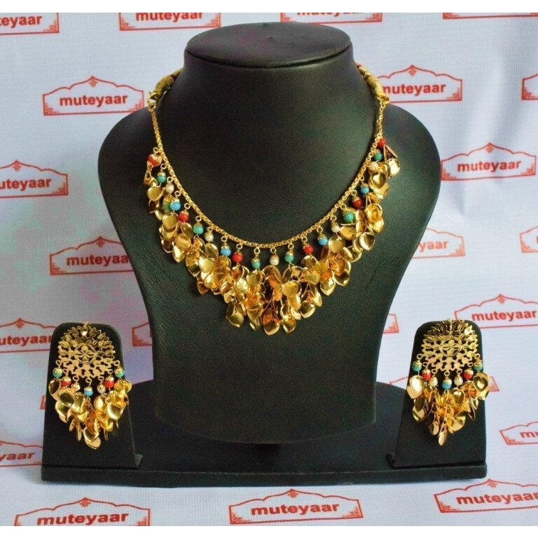 Traditional Punjabi Jewellery 24 Ct. Gold Plated Necklace Earrings set J0397