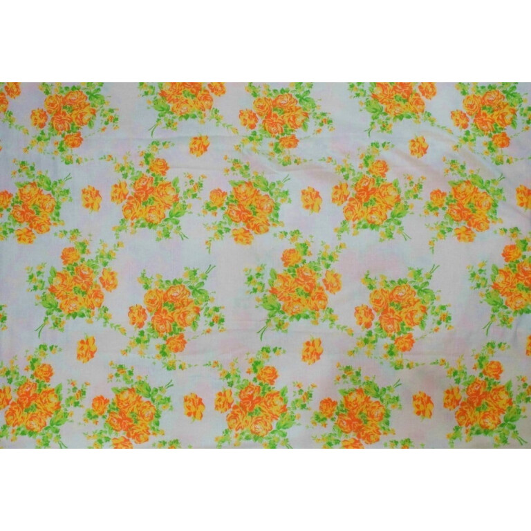 Orange Flowers Printed COTTON FABRIC for Multipurpose use (per meter price) PC343