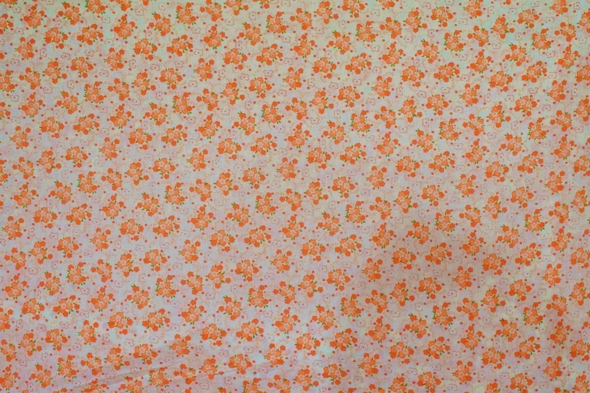 Small Orange Flowers COTTON PRINTED FABRIC for Multipurpose use (per meter price) PC346 Small Orange Flowers COTTON PRINTED FABRIC for Multipurpose use (per meter price) PC346
