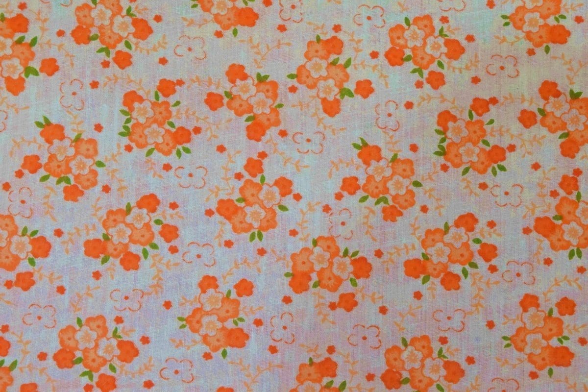 Small Orange Flowers COTTON PRINTED FABRIC for Multipurpose use (per meter price) PC346 Small Orange Flowers COTTON PRINTED FABRIC for Multipurpose use (per meter price) PC346