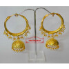Gold Polished Dangles Jhumka Waliyaan Lotan Bali set with white beads J0400