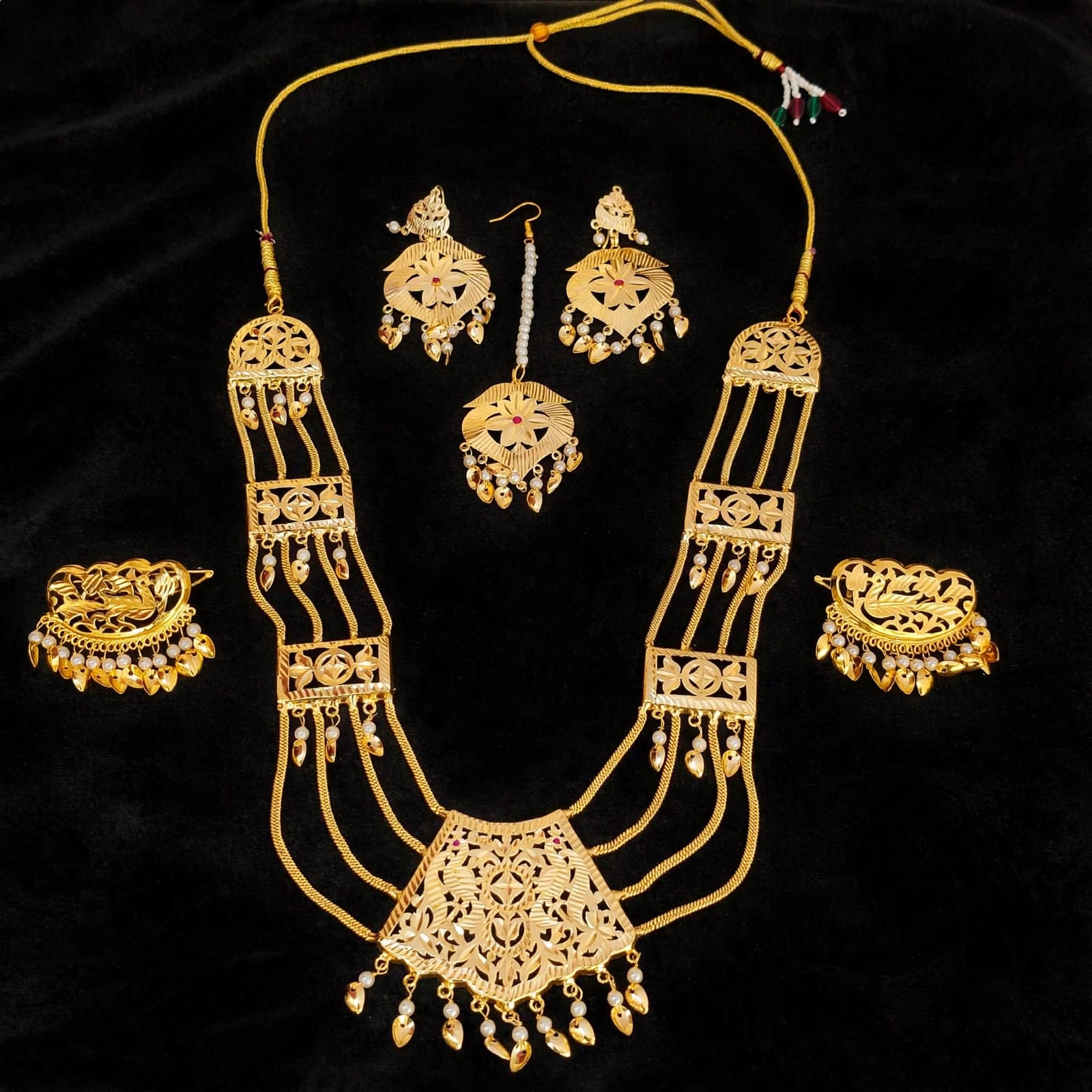 Maharani Haar Giddha Jewelery Set of Tikka Earrings Hairclips J0785 3 Maharani Haar Giddha Jewelery Set of Tikka Earrings Hairclips J0785