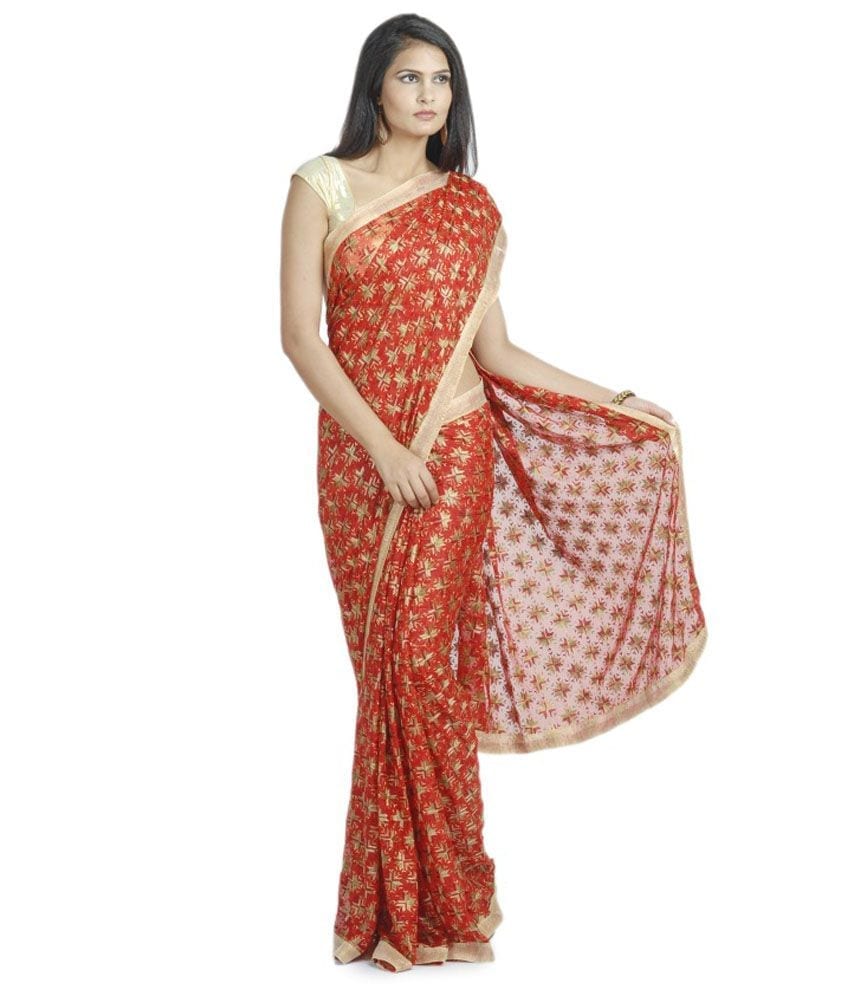 Buy Phulkari Saree with Sequins Work Online @ Best Price - muteyaar.com