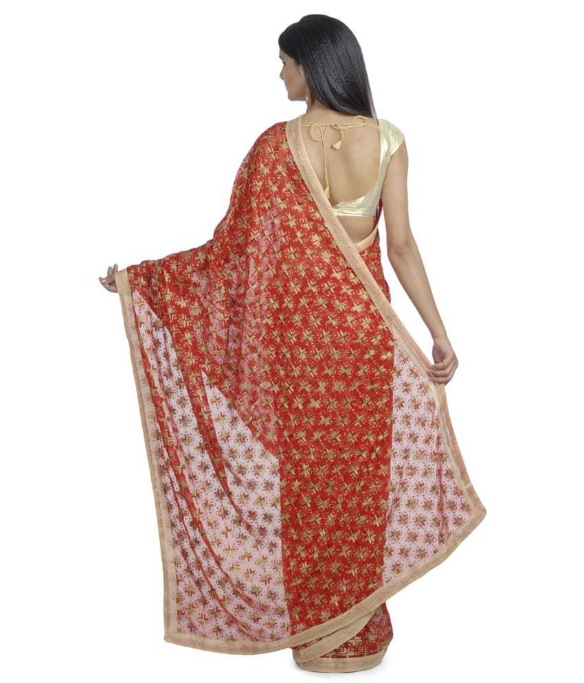 Phulkari Sequins Allover Embroidered party wear Faux Chiffon 6 mtr Saree PHSAREE Phulkari Sequins Allover Embroidered party wear Faux Chiffon 6 mtr Saree PHSAREE