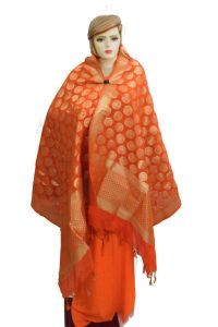 Orange Banarasi Silk Party Wear Dupatta D0951