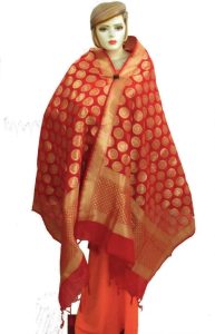 Bridal Red Banarasi Silk Party Wear Dupatta D0952