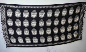 Black n White South Cotton Silk Printed Dupatta Chunni DP028