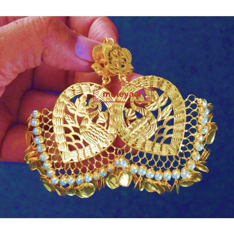 24 ct. Gold Plated  Handmade Traditional Punjabi Duck Earrings Jhumka J0385