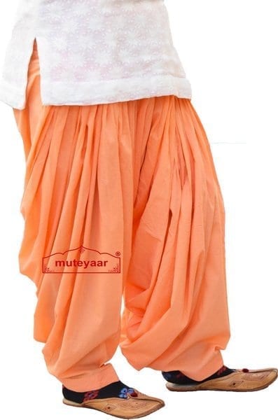 Peach Patiala Salwar 100% Pure Cotton from Patiala City - Custom Stitched Peach Patiala Salwar 100% Pure Cotton from Patiala City - Custom Stitched