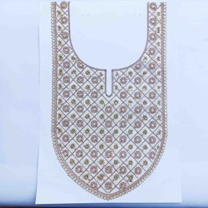 Light Gold Zari Sequins Neck Patch MT093