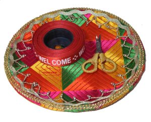 Thali Set for Ribbon Cutting Ceremony in Punjabi Wedding