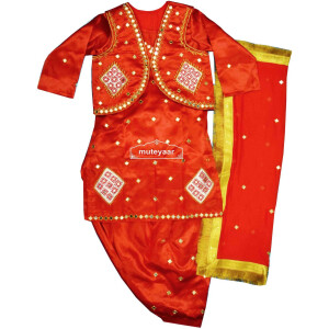 Women’s Embroidered Bhangra Costume outfit dance dress with Jewellery