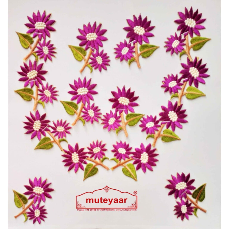 Purple Flowers Embroidered Motif Badge for multipurpose use MT0023