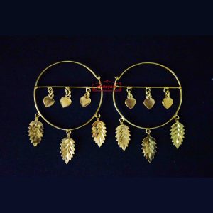 Gold Polished Pippal Pattiyaan Earrings set for giddha bhangra J0451