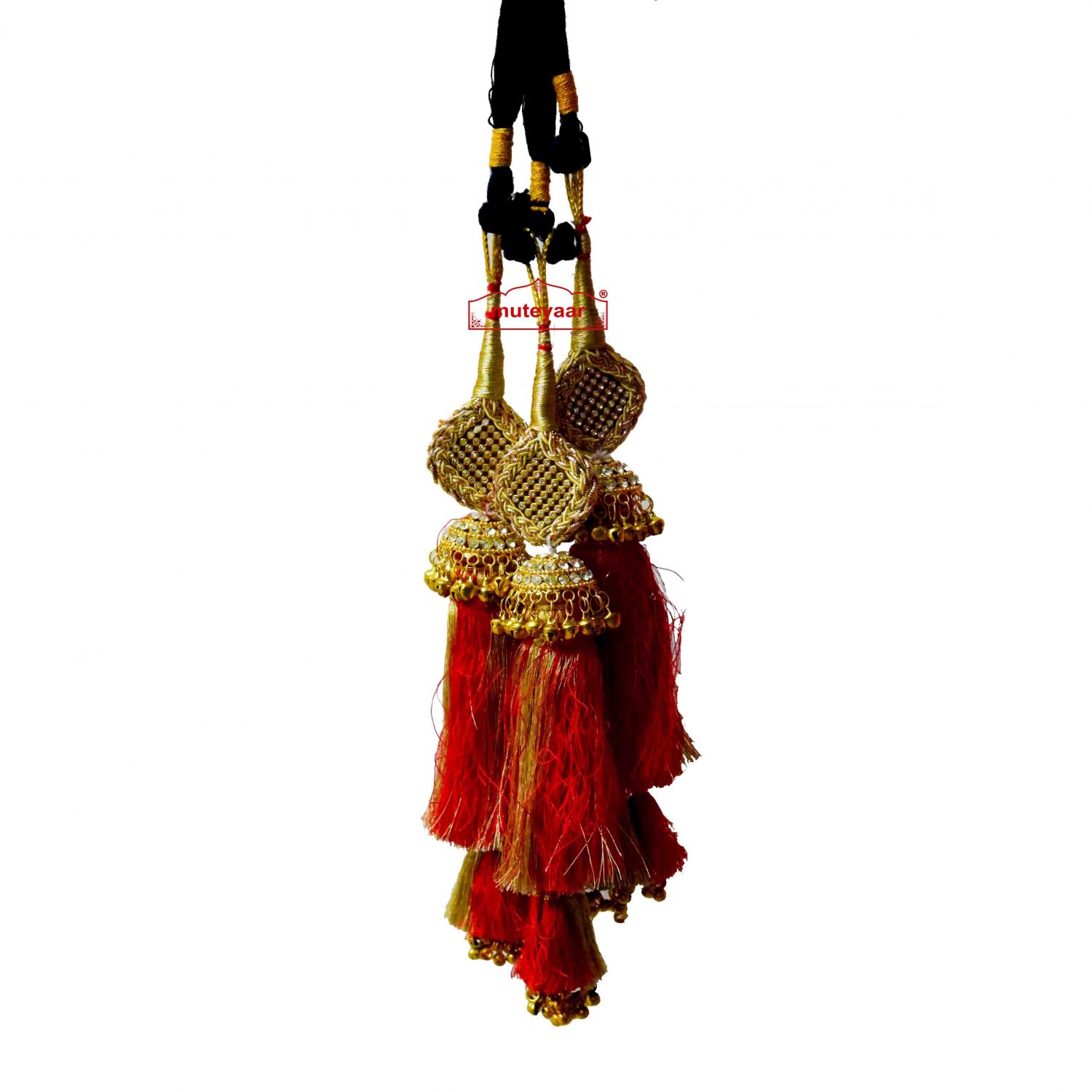RED ZIRCON PARANDA Red Zircon Paranda punjabi ethnic parandi with Zircons embelishment