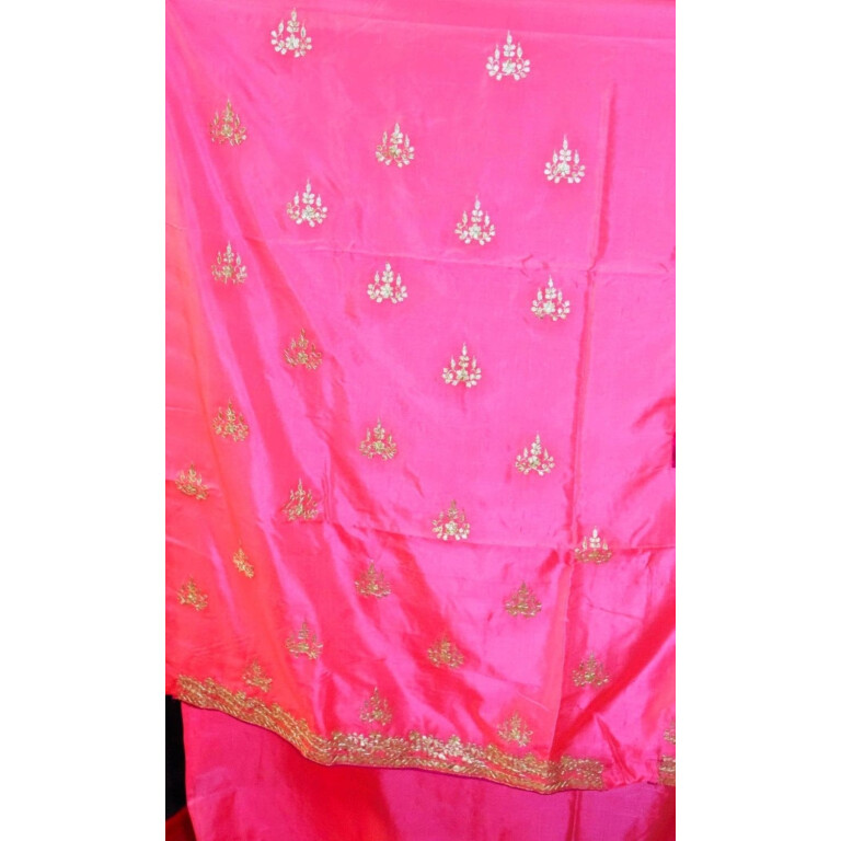 Pink PURE SILK Gota Patti work Salwar Kameez Suit CHINON DUPATTA H0193
