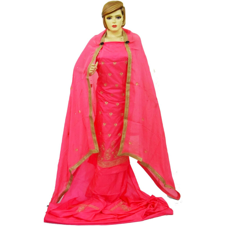Gajri Pink Pure Silk Hand Embroidered Punjabi Bridal Salwar Kameez Suit H0197