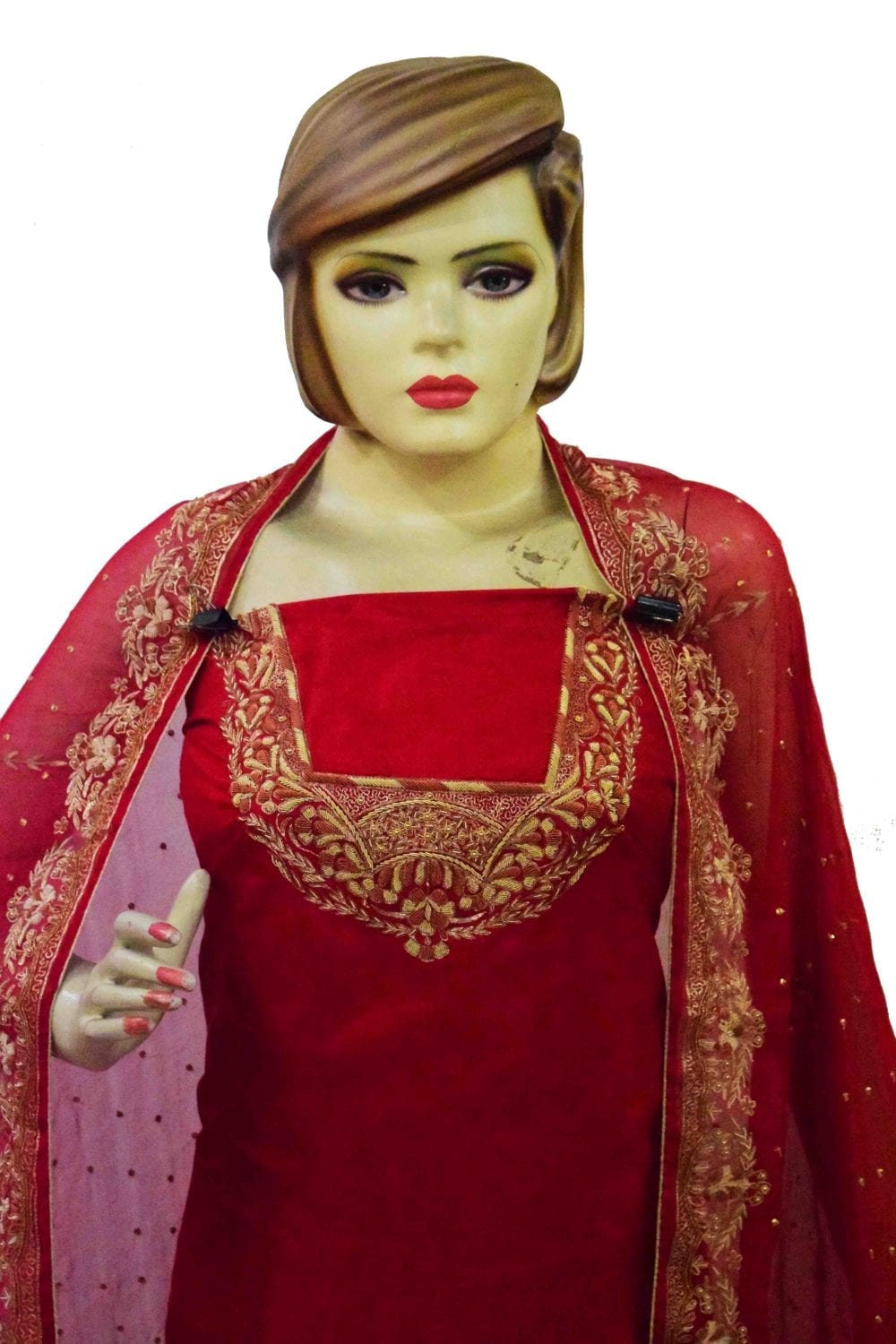 Blood Red Pure Silk Hand Embroidered Bridal Punjabi Salwar Kameez Suit H0201 2