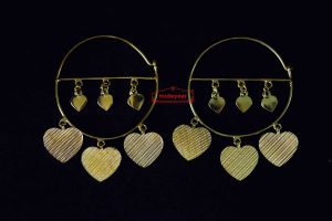Gold Polished Pipal Pattiyaan Earrings set for giddha bhangra J0449