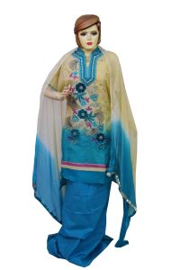 Organdi Embroidered Cotton Punjabi Suit with Chiffon Dupatta M0335