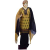 Golden Black Cotton Punjabi Suit with faux chiffon dupatta M0342