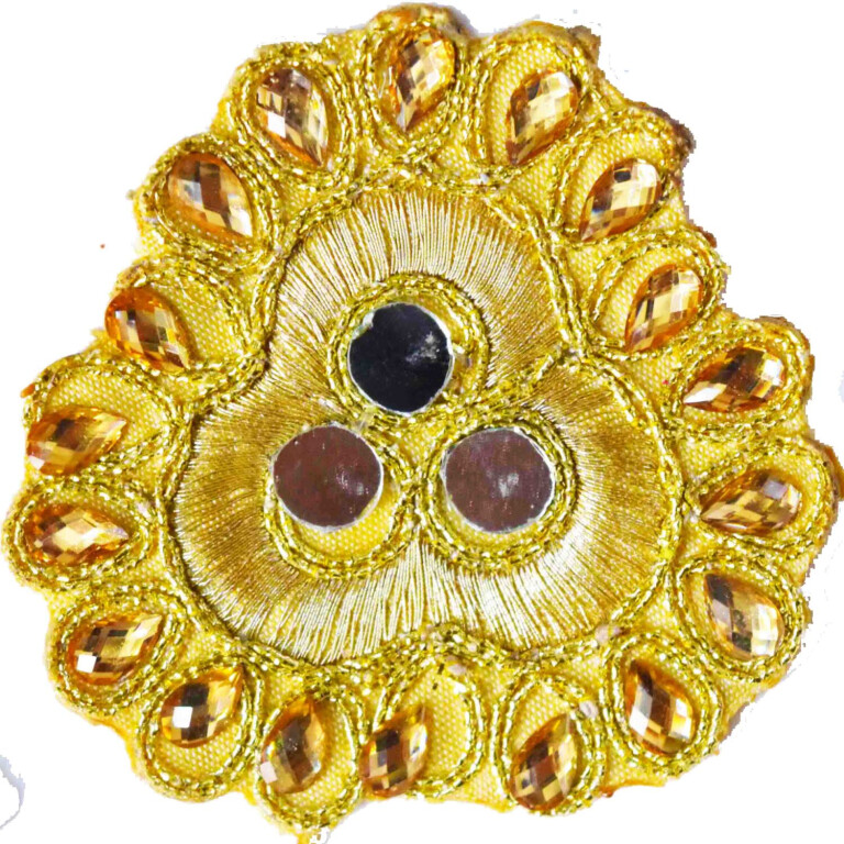 Golden Mirror Kundan Embroidered Motif for use on Lehenga, kurti etc. MT005