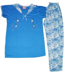Pure Cotton Soft Hosiery Fabric Ladies Night Wear Night Suit NS064