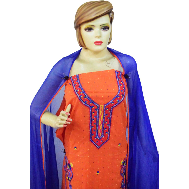 Designer Embroidery 100% cotton Salwar Suit CHIFFON Dupatta RM319