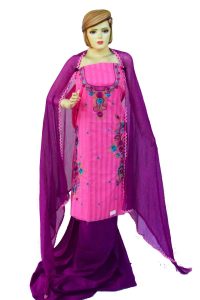 Designer Thread Embroidery 100% cotton Salwar Suit CHIFFON Dupatta RM332