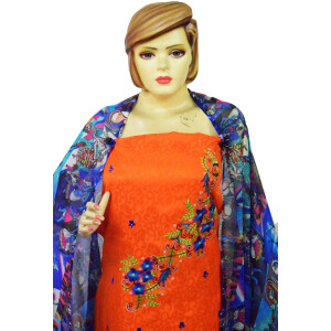 Designer Embroidery Georgette Salwar Dupatta with Cotton Kameez  RM337