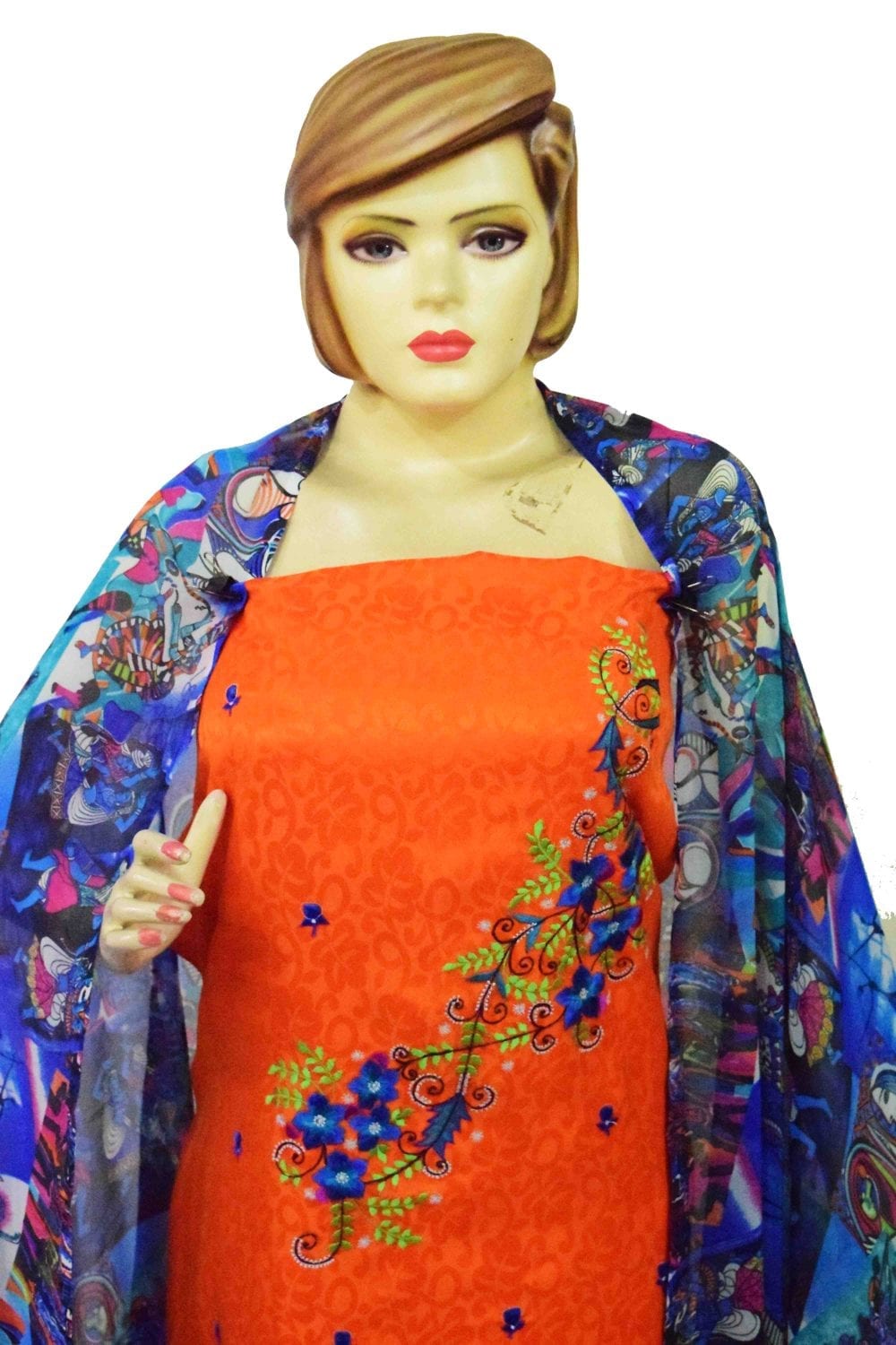 Designer Embroidery Georgette Salwar Dupatta with Cotton Kameez RM337 2