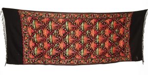 Black Kashmiri Pashmina Heavy embroidered stole C0141