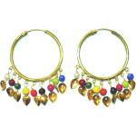 Traditional Punjabi Gold Polished Ear Rings Bali Moti Patti Set J0214