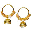 Pearl Beads Gold Polished Traditional Punjabi Earrings Bali set J0461