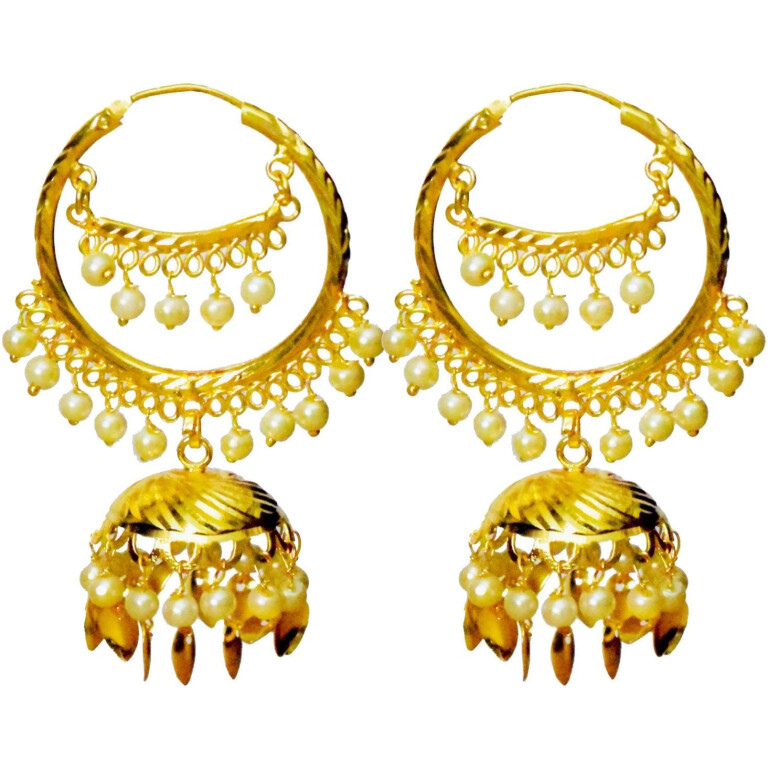 Bali Set Gold Polished Traditional Punjabi Earrings J0462