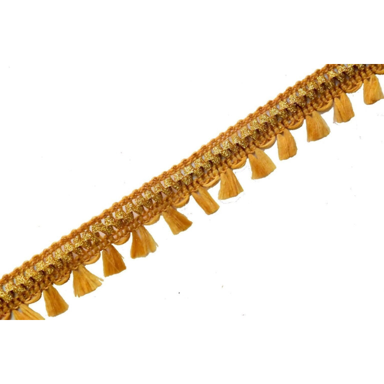 22 mm Wide Golden Tassles Lace 9 meters Long Piece LC191