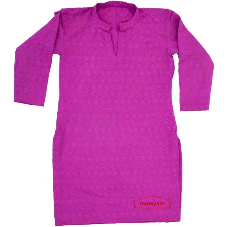 Chikan Kurti Allover embroidered Custom Stitched Cotton Top