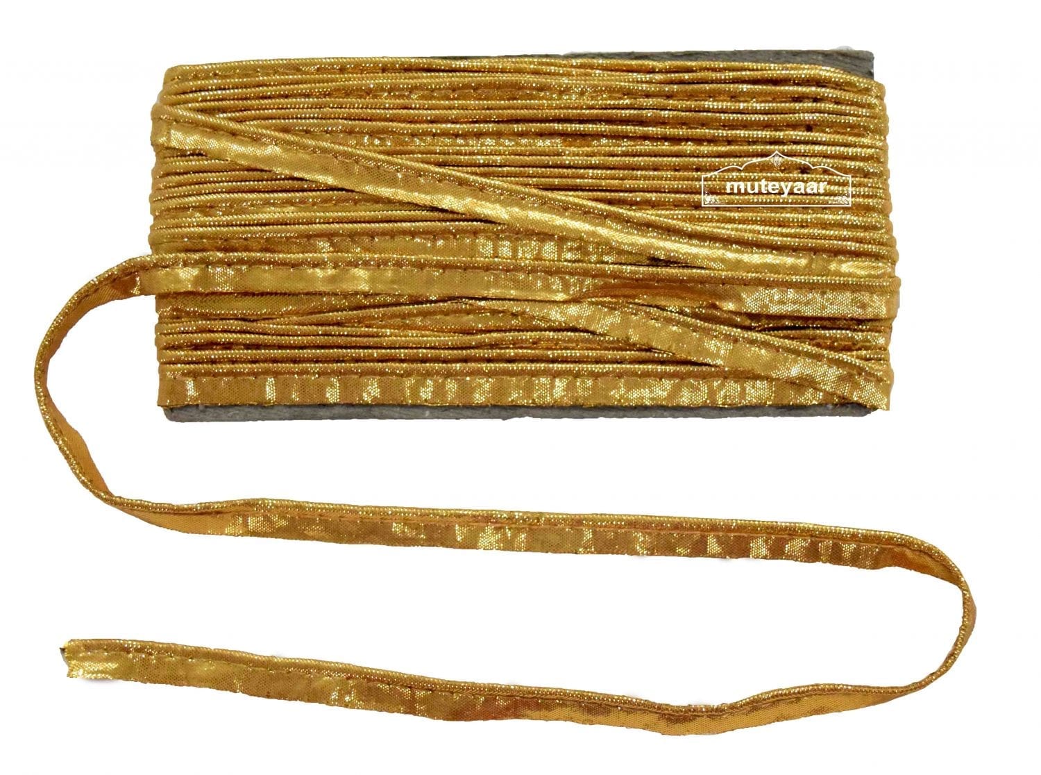 Golden Gota PIPING Kinari Lace Roll of 15 Yards Golden Gota PIPING Kinari Lace Roll of 15 Yards