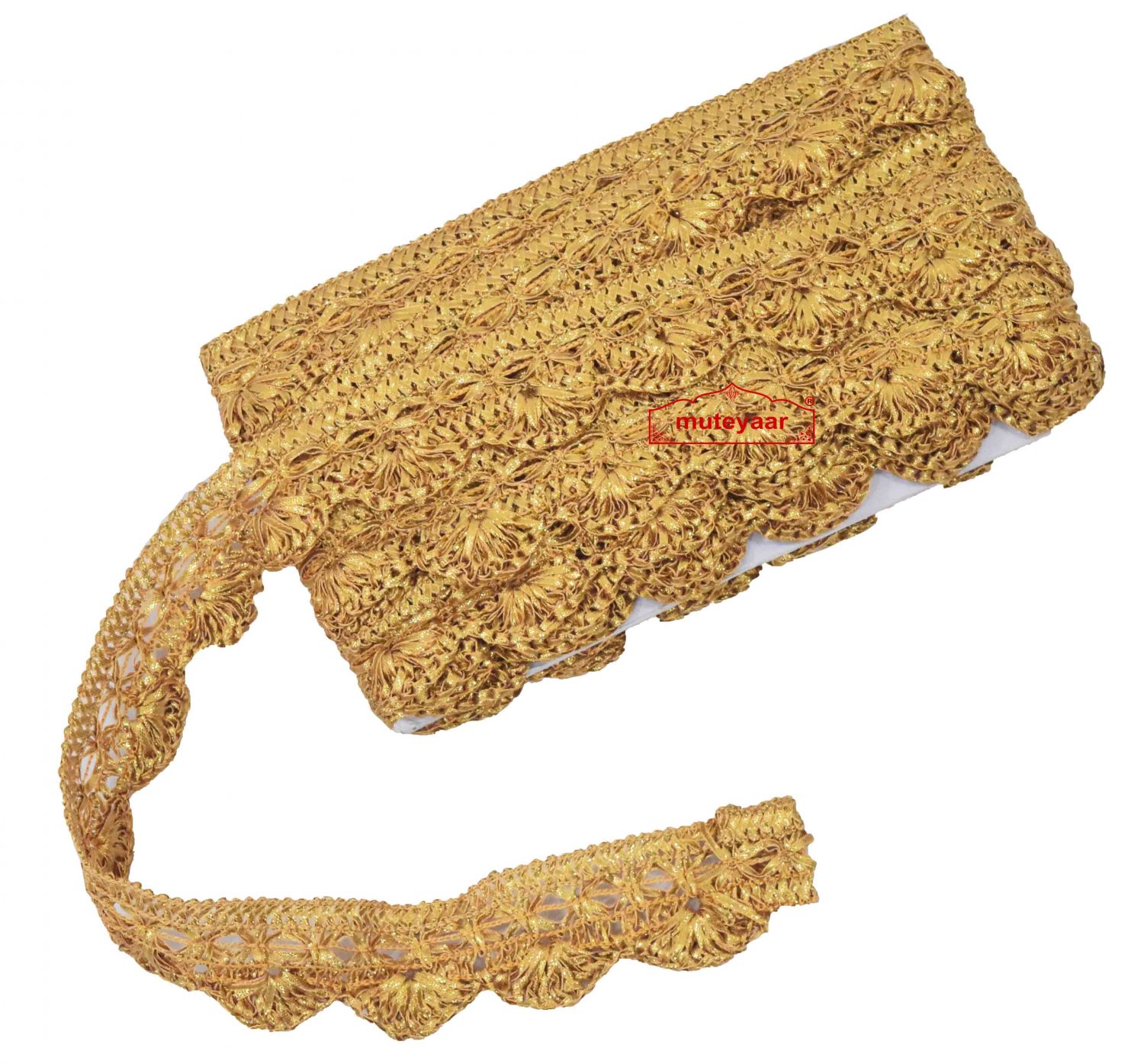 Golden pakhi Gota Lace LC027 width 1.5 inch Roll of 9 mtrs. Golden pakhi Gota Lace LC027 width 1.5 inch Roll of 9 mtrs.