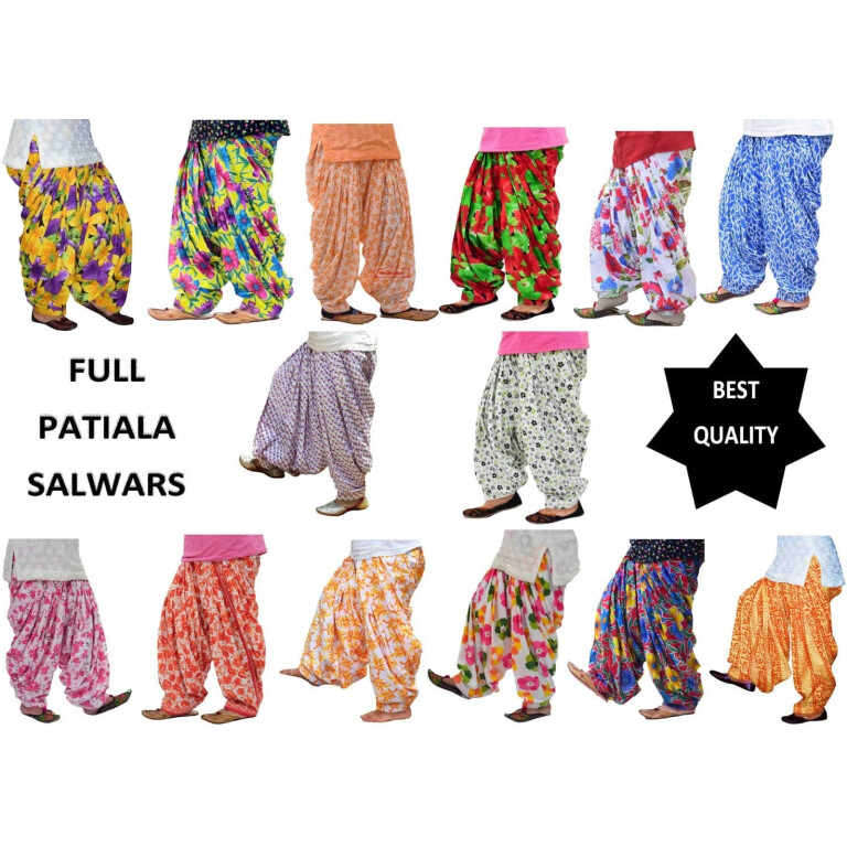 Wholesale Printed Patiala Salwars Lot of 12 PURE COTTON free-size FULL Patiala Bottoms