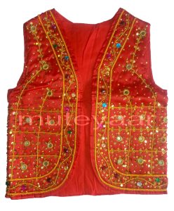 Embroidered Red Vest for Bhangra